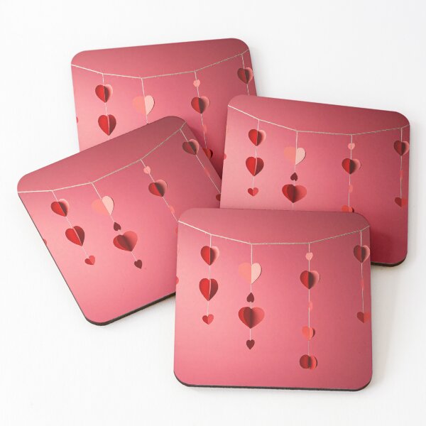 Item preview, A string of red paper hearts hanging against a red background designed and sold by homydesign.