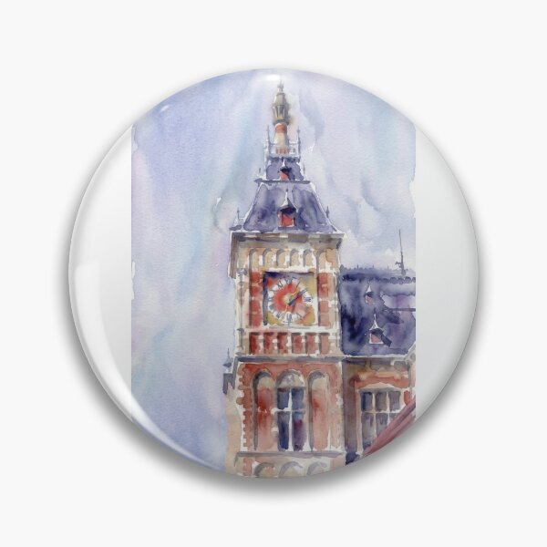 Item preview, Amsterdam Centraal, Clock Tower in Lavender Sky designed and sold by caracatita75.