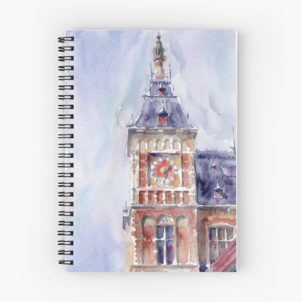 Item preview, Amsterdam Centraal, Clock Tower in Lavender Sky designed and sold by caracatita75.