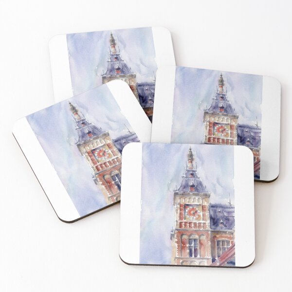 Item preview, Amsterdam Centraal, Clock Tower in Lavender Sky designed and sold by caracatita75.
