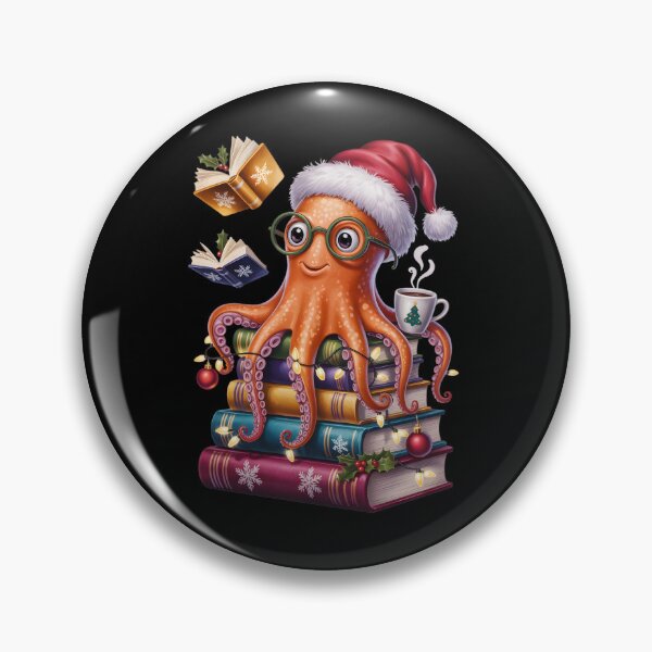 Item preview, Christmas Reading Octopus – Book Lover Holiday Art designed and sold by jkrphoto.