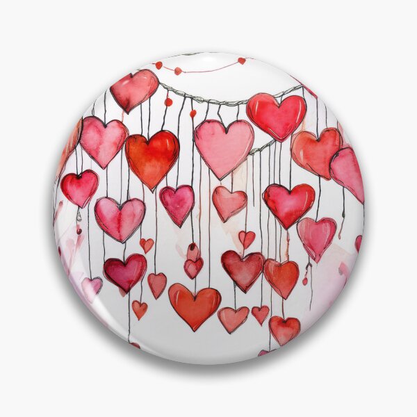 Item preview, A whimsical watercolor painting of a heart-shaped cluster of hearts hanging over a serene landscape designed and sold by homydesign.