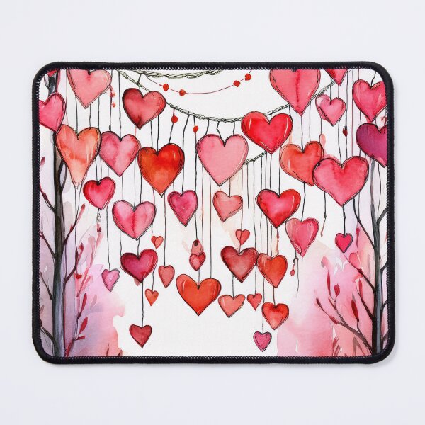 Item preview, A whimsical watercolor painting of a heart-shaped cluster of hearts hanging over a serene landscape designed and sold by homydesign.