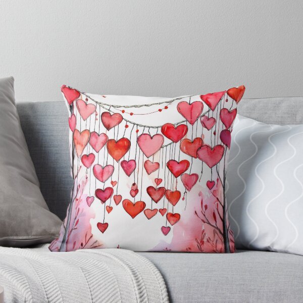 Item preview, A whimsical watercolor painting of a heart-shaped cluster of hearts hanging over a serene landscape designed and sold by homydesign.