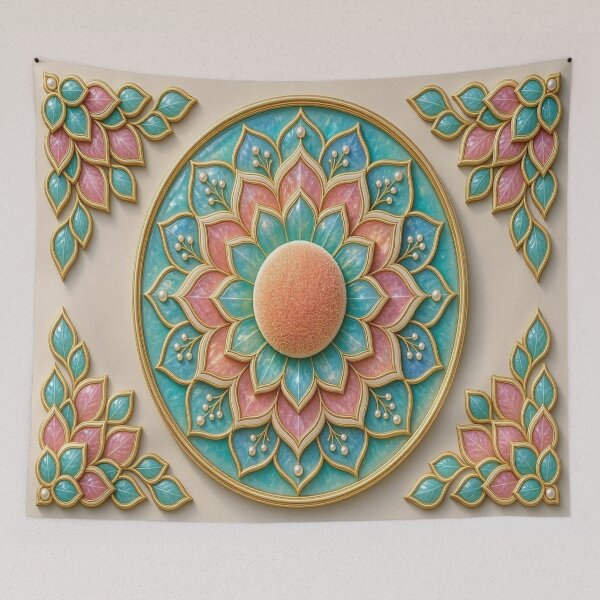 Item preview, Soft Pastel Ceramic Mandala Lotus Flower Art designed and sold by Breezes-of-Ida.
