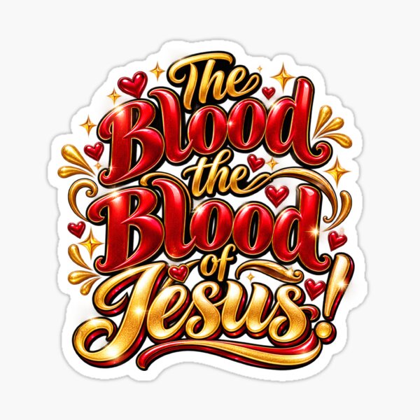 Item preview, The Blood The Blood Of Jesus Christian Faith Red Gold Typography Design designed and sold by WHDProduction45.