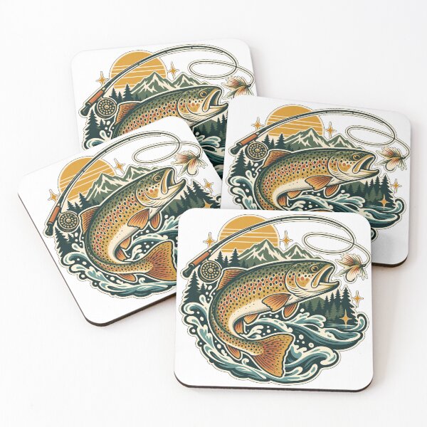 Aperçu de l'œuvre Retro Trout Fly Fishing Gift créée et vendue par aseel9.