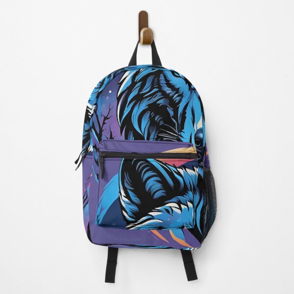 Item preview, Electric Blue Wolf Portrait Under Sunset Moon designed and sold by CASASIS_MERCH.