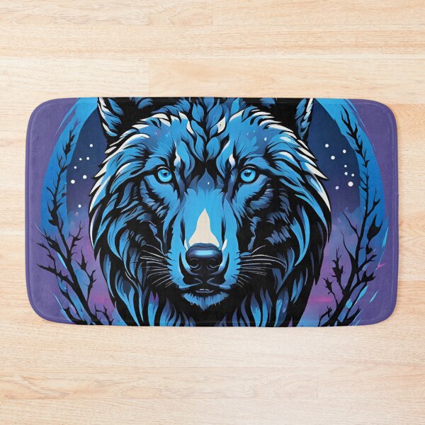 Item preview, Electric Blue Wolf Portrait Under Sunset Moon designed and sold by CASASIS_MERCH.