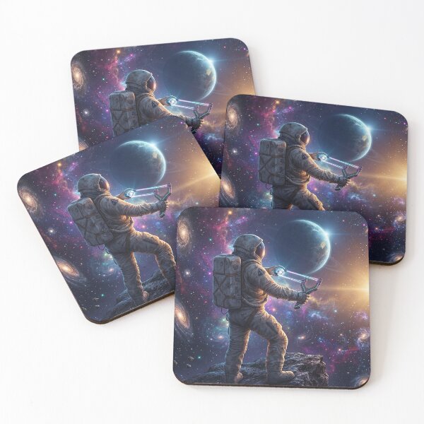 Item preview, Astronaut Launching a Cosmic Star with a Slingshot | Pop Surrealism Space Art designed and sold by Rain-Road.