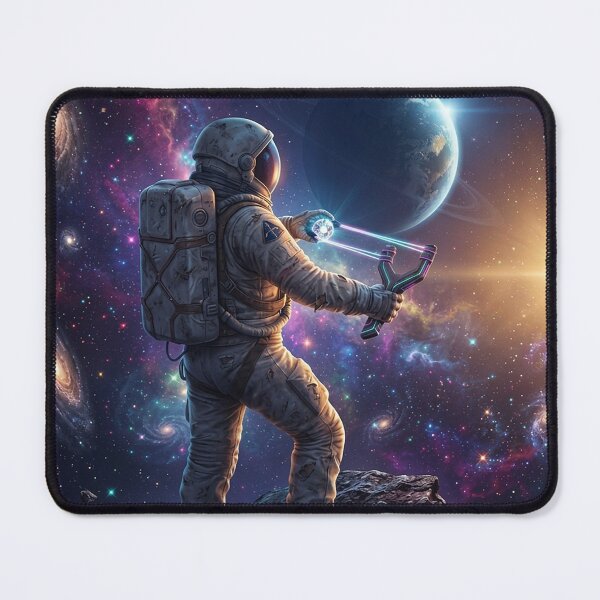 Item preview, Astronaut Launching a Cosmic Star with a Slingshot | Pop Surrealism Space Art designed and sold by Rain-Road.