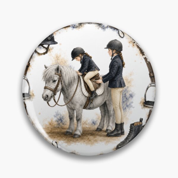 Item preview, Horse Riding Lesson – Girl and Pony Equestrian Art designed and sold by TrueWoven Studio.