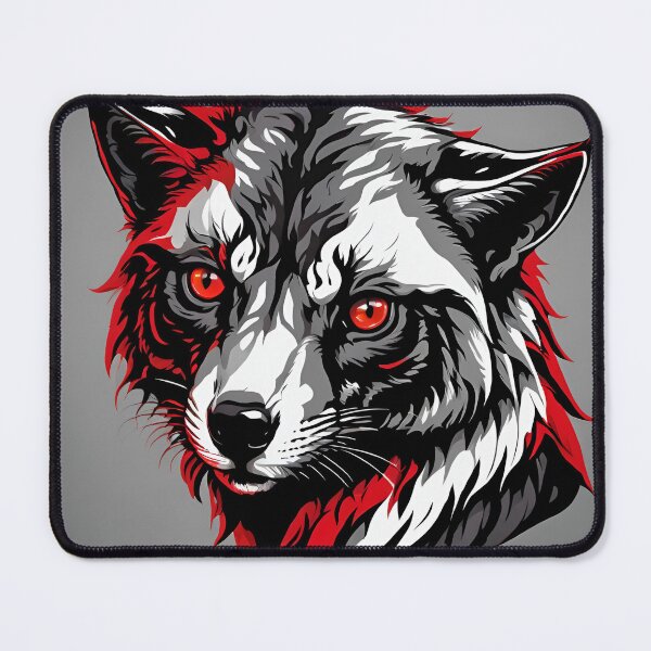 Item preview, Fierce Red-Eyed Wolf Black White Red Graphic Art designed and sold by CASASIS_MERCH.