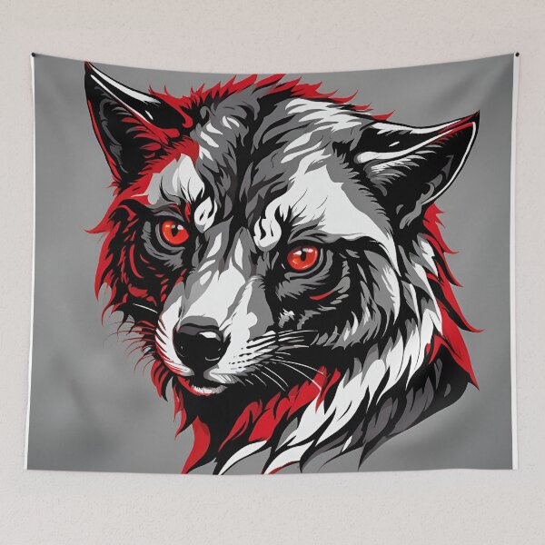 Item preview, Fierce Red-Eyed Wolf Black White Red Graphic Art designed and sold by CASASIS_MERCH.