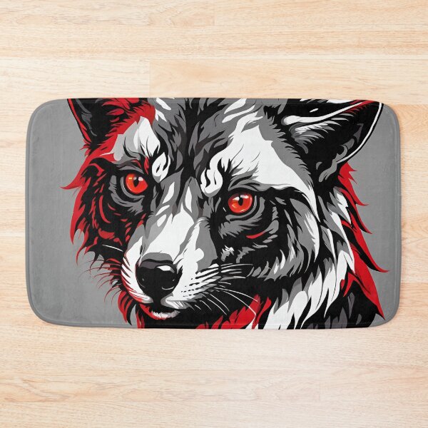 Item preview, Fierce Red-Eyed Wolf Black White Red Graphic Art designed and sold by CASASIS_MERCH.