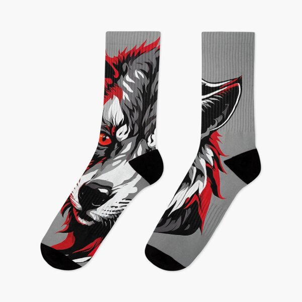 Item preview, Fierce Red-Eyed Wolf Black White Red Graphic Art designed and sold by CASASIS_MERCH.