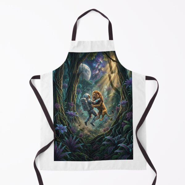 Item preview, Astronaut vs Majestic Lion in a Cosmic Jungle | Pop Surrealism Wilderness Art designed and sold by Rain-Road.