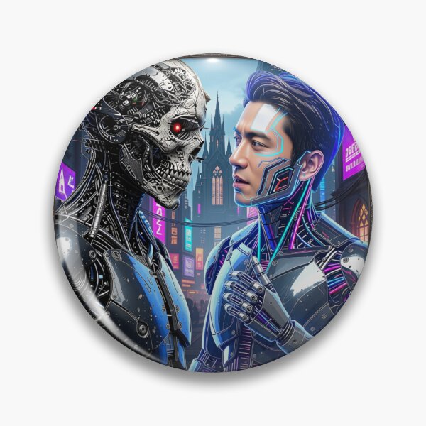 Artikelvorschau, Cyberpunk-Cyborg-Konflikt, gotische Kathedrale, Rahmenkunst entworfen und verkauft von LazyDayzCo.