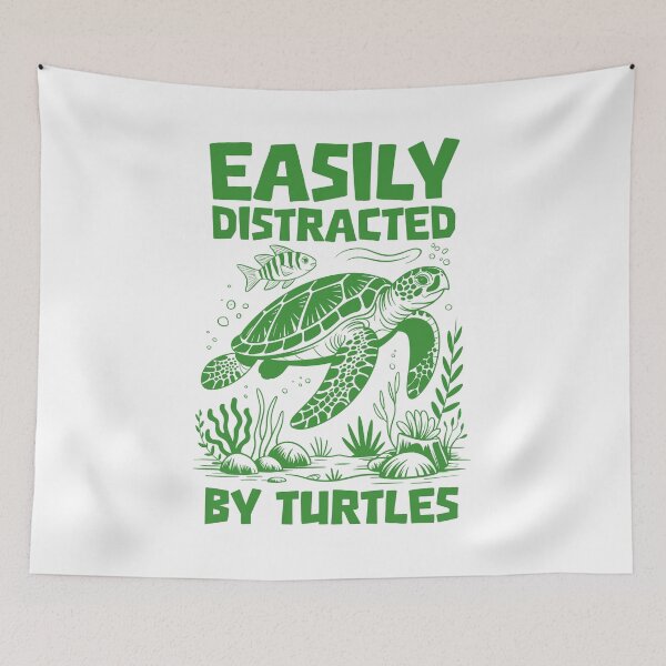 Item preview, Easily Distracted By Turtles - Cute Ocean Sea Life & Turtle Art designed and sold by Dmetalx Art Apparel.