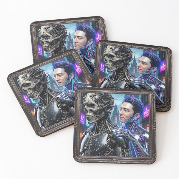 Item preview, Cyberpunk Cyborg Portrait Gothic Cathedral Frame Art designed and sold by LazyDayzCo.