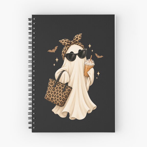 Item preview, Sassy Ghost with Pumpkin Latte and Leopard Bow designed and sold by Quirky Cotton Collective.