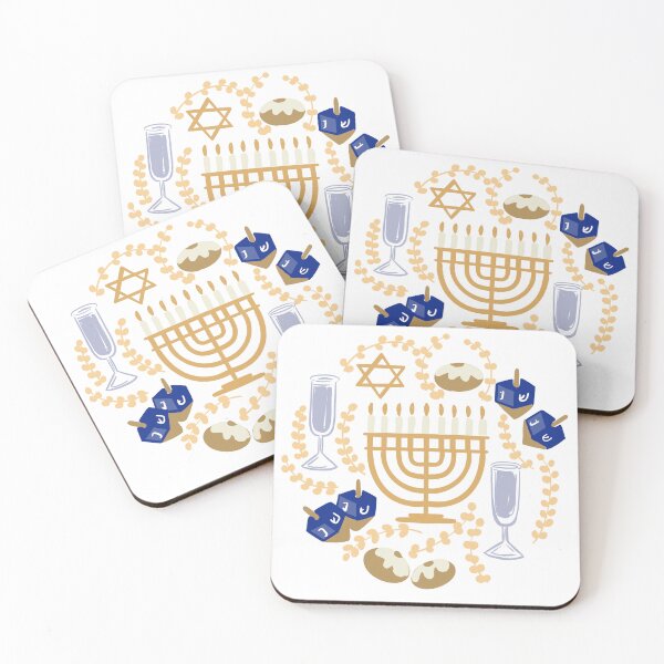 Item preview, Hanukkah Menorah and Dreidels – Jewish Holiday Art designed and sold by TrueWoven Studio.