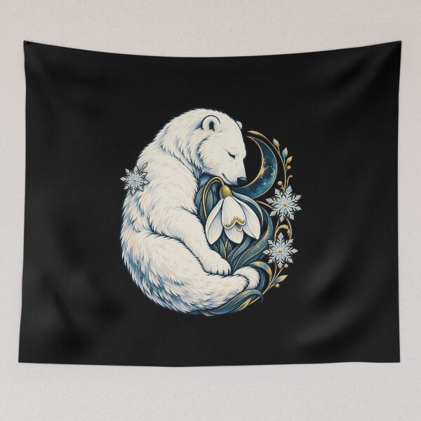 Artikelvorschau, Sleeping Polar Bear Snowdrop Winter Design entworfen und verkauft von fungear.