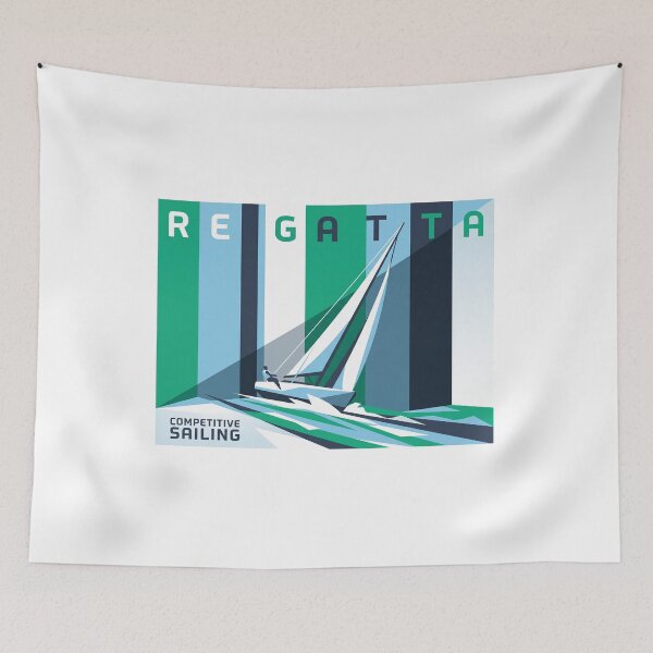 Item preview, Regatta Competitive Sailing Sailboat Nautical Geometric Graphic designed and sold by KiwiRider.