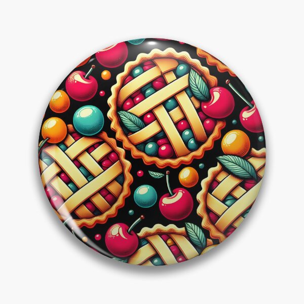Item preview, Cherry Pie Pattern – Colorful Retro Dessert & Fruit Art designed and sold by Apex Designs.