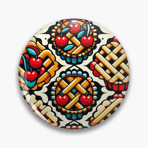 Artikelvorschau, Kirschgitter-Kuchenmuster – Kräftiges Retro-Bäckereidesign entworfen und verkauft von Apex Designs.