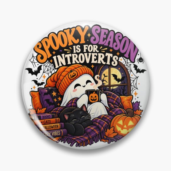 Item preview, Spooky Season Is for Introverts Halloween Cozy Ghost Cat designed and sold by tagmoj.