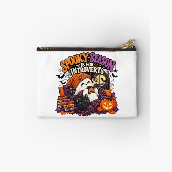 Item preview, Spooky Season Is for Introverts Halloween Cozy Ghost Cat designed and sold by tagmoj.