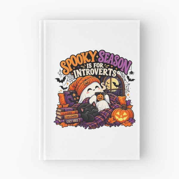 Item preview, Spooky Season Is for Introverts Halloween Cozy Ghost Cat designed and sold by tagmoj.