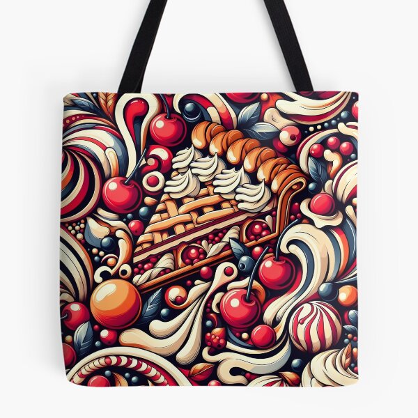 Item preview, Cherry Pie & Cream Pattern – Retro Maximalist Dessert Art designed and sold by Apex Designs.