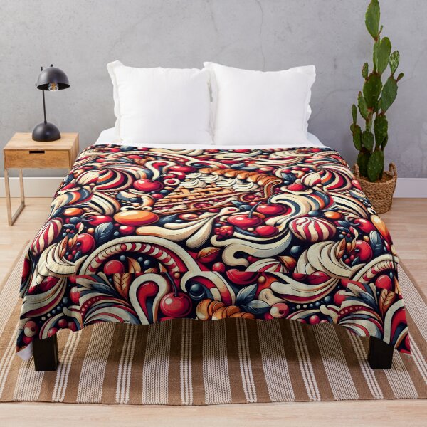 Item preview, Cherry Pie & Cream Pattern – Retro Maximalist Dessert Art designed and sold by Apex Designs.
