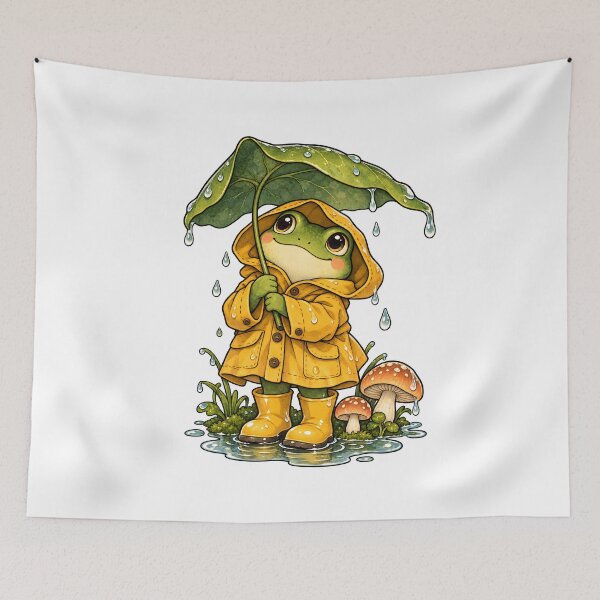 Item preview, Raincoat Frog Under a Leaf Umbrella designed and sold by EpicwaveDesigns.