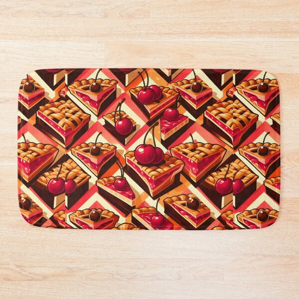 Item preview, Cherry Pie & Cherries Pattern – Vintage Geometric Bakery Design designed and sold by Apex Designs.