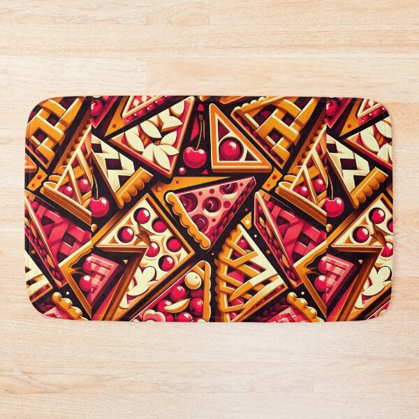 Item preview, Geometric Cherry Pie Pattern – Bold Retro Dessert Art designed and sold by Apex Designs.