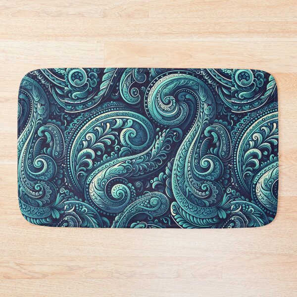 Item preview, Navy Turquoise Paisley – Intricate Ornamental Boho Pattern designed and sold by Apex Designs.