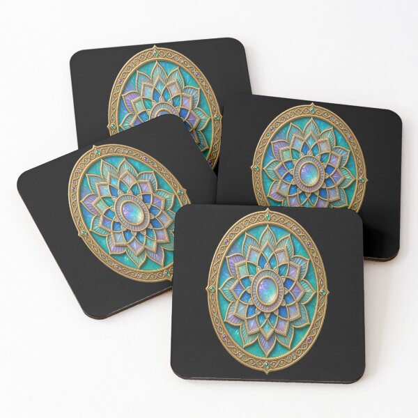 Item preview, Celestial Turquoise Mandala Stained Glass Art designed and sold by Breezes-of-Ida.