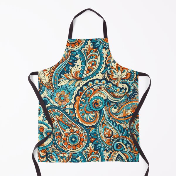 Item preview, Teal Orange Folk Paisley – Vintage Boho Floral Pattern designed and sold by Apex Designs.