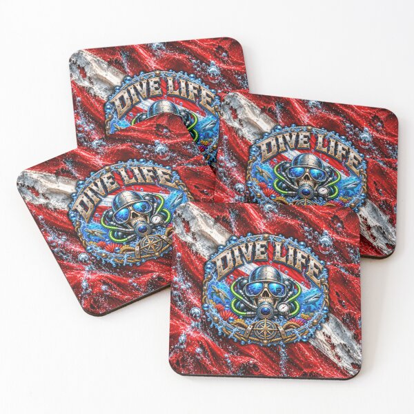 Item preview, Copy of Dive Life Skull Scuba Diving Challenge Coin Wall Art | Breathe Deep Live Free Ocean Diver Design designed and sold by artistwill.