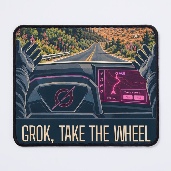 Item preview, Grok, Take the Wheel: Retro AI Travel Poster designed and sold by Cheeky Tito.