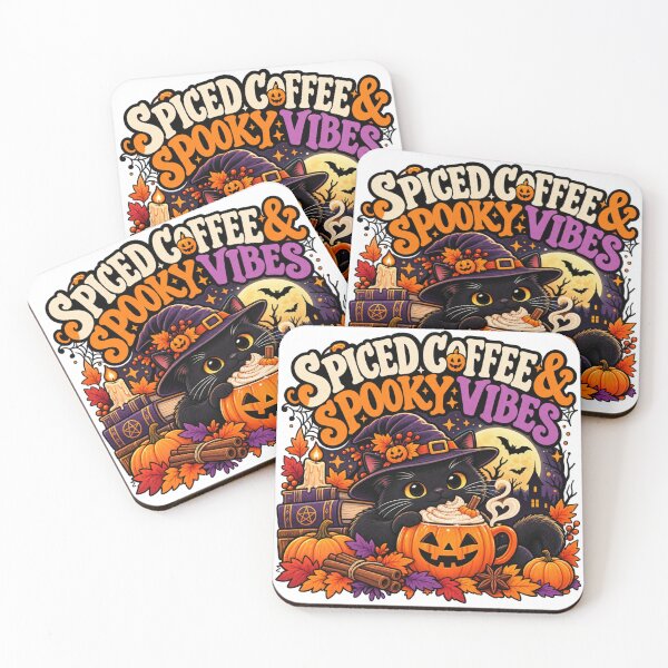 Item preview, Spiced Coffee & Spooky Vibes Halloween Cat designed and sold by tagmoj.