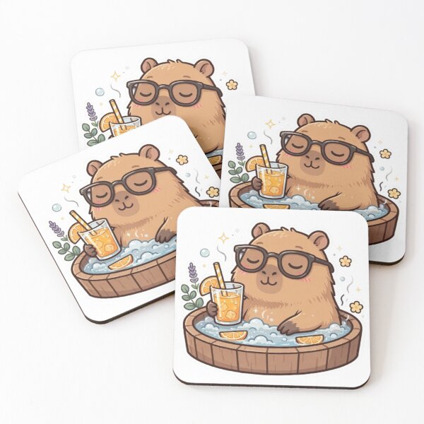 Item preview, Capybara Soaking In Hot Spring With Orange Juice designed and sold by ReginaNunn.