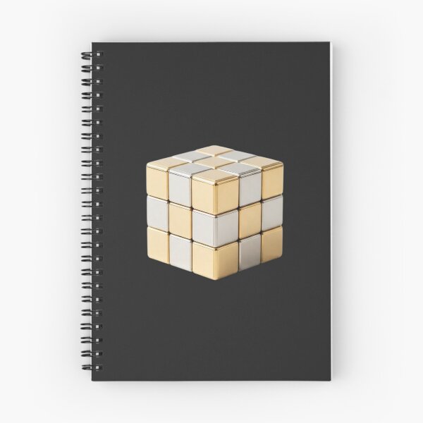 Artikelvorschau, Luxuriöser, metallischer Rubik's Cube – Moderner, geometrischer, minimalistischer Kunstdruck entworfen und verkauft von Midnight Gilded.