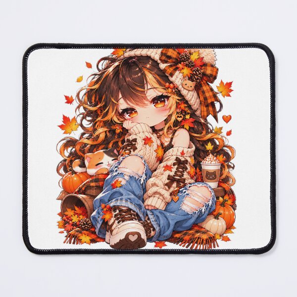 Item preview, Cozy Autumn Chibi Girl – Pumpkin Spice Fall Anime Aesthetic designed and sold by Kubbykat.