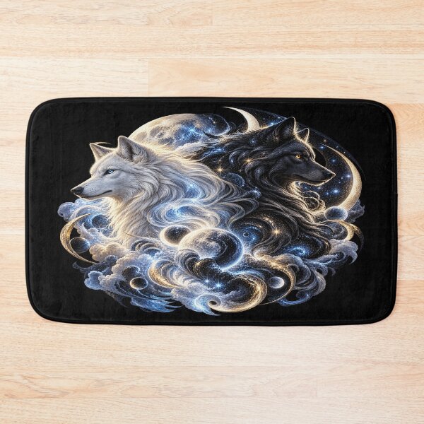 Item preview, Cosmic Wolf Duality – White and Black Wolves designed and sold by TroviTutto.