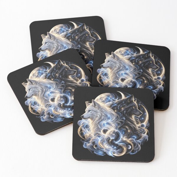 Item preview, Cosmic Wolf Duality – White and Black Wolves designed and sold by TroviTutto.