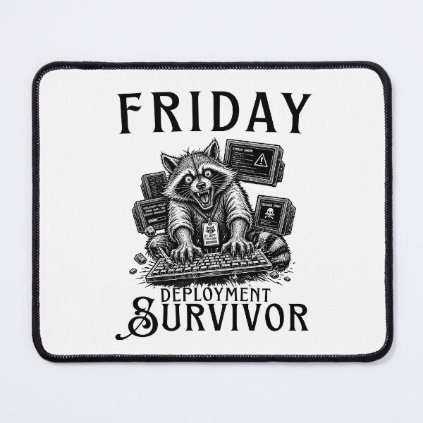 Item preview, Friday Deployment Survivor Raccoon Coder Funny Programmer Gifts designed and sold by LeSoniPapaPrint.